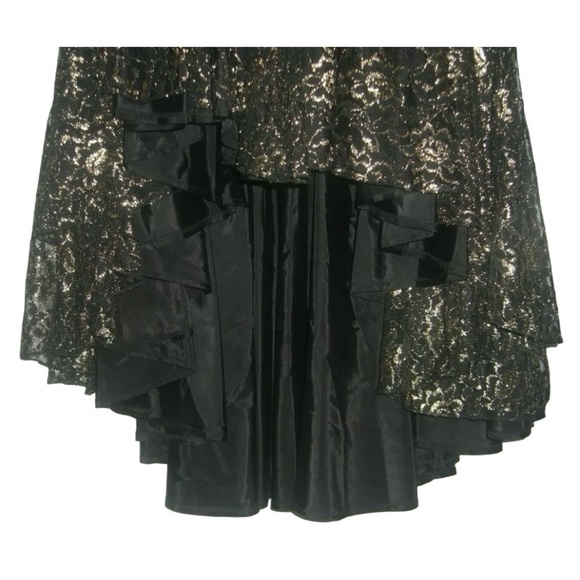 Vintage 80s Nem's Dress Gothic Black & Gold Metallic Lace Wedding Goth ALT egirl - Picture 9 of 12